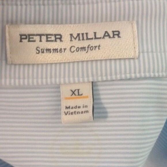 Peter Millar Summer Comfort Blue Striped‎ Golf Polo Shirt Short Sleeve Men's XL - Picture 6 of 8